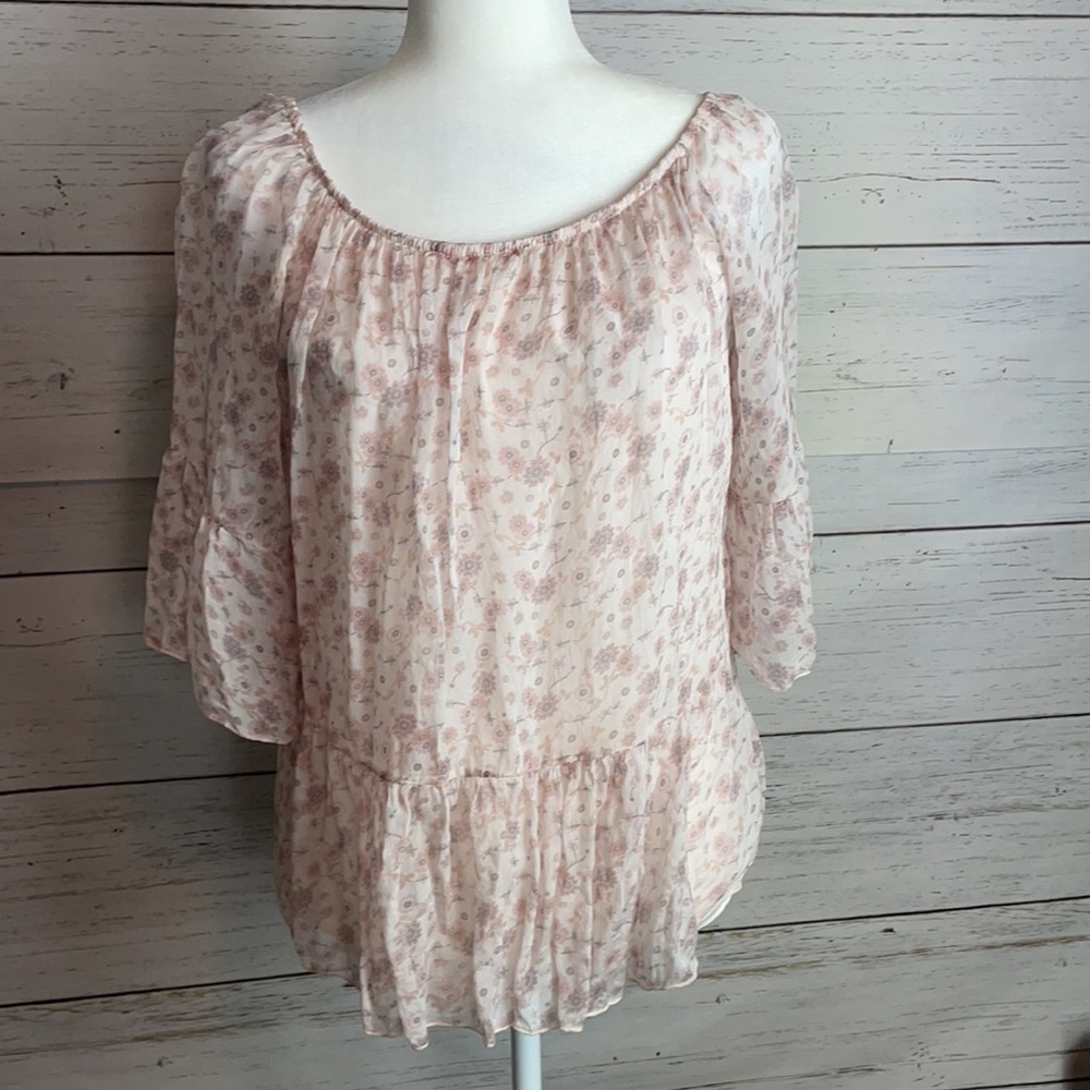Via Signoria Scoop Neck or Off the Shoulder Gauzy Top Made in Italy Size Medium